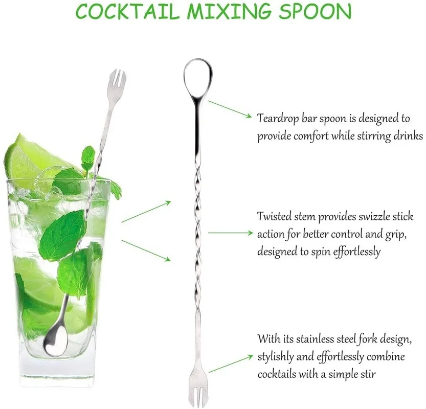 Bar Tools Muddler for Cocktails Tools Mojito Cocktail Jigger Bar Tool with Stainless Steel Spoon Jigger Strainer and Muddler