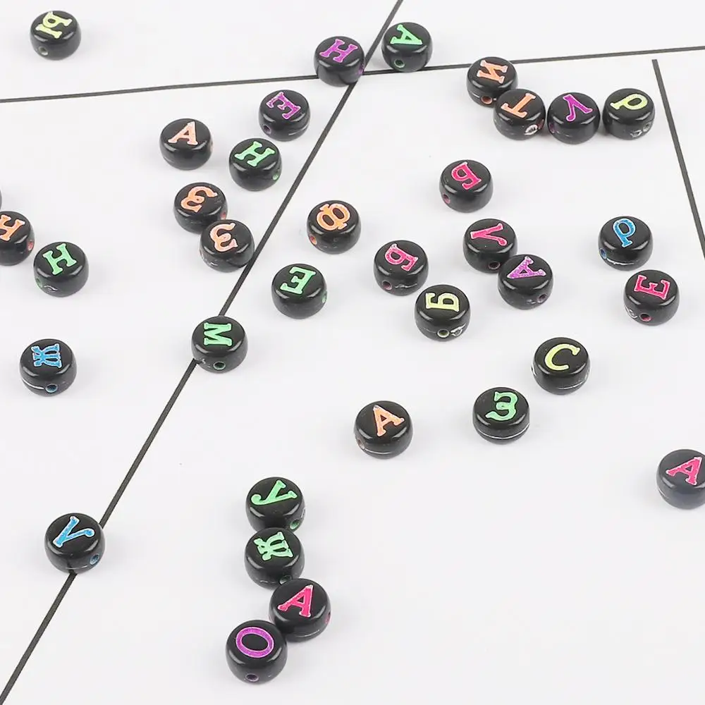 Square/Round Acrylic Beads Russian Alphabet Letter Beads Loose 100pcs/lot for DIY Craft Scrapbook Decoration Acrylic Beads,Acrylic Craft Beads,Letter Beads