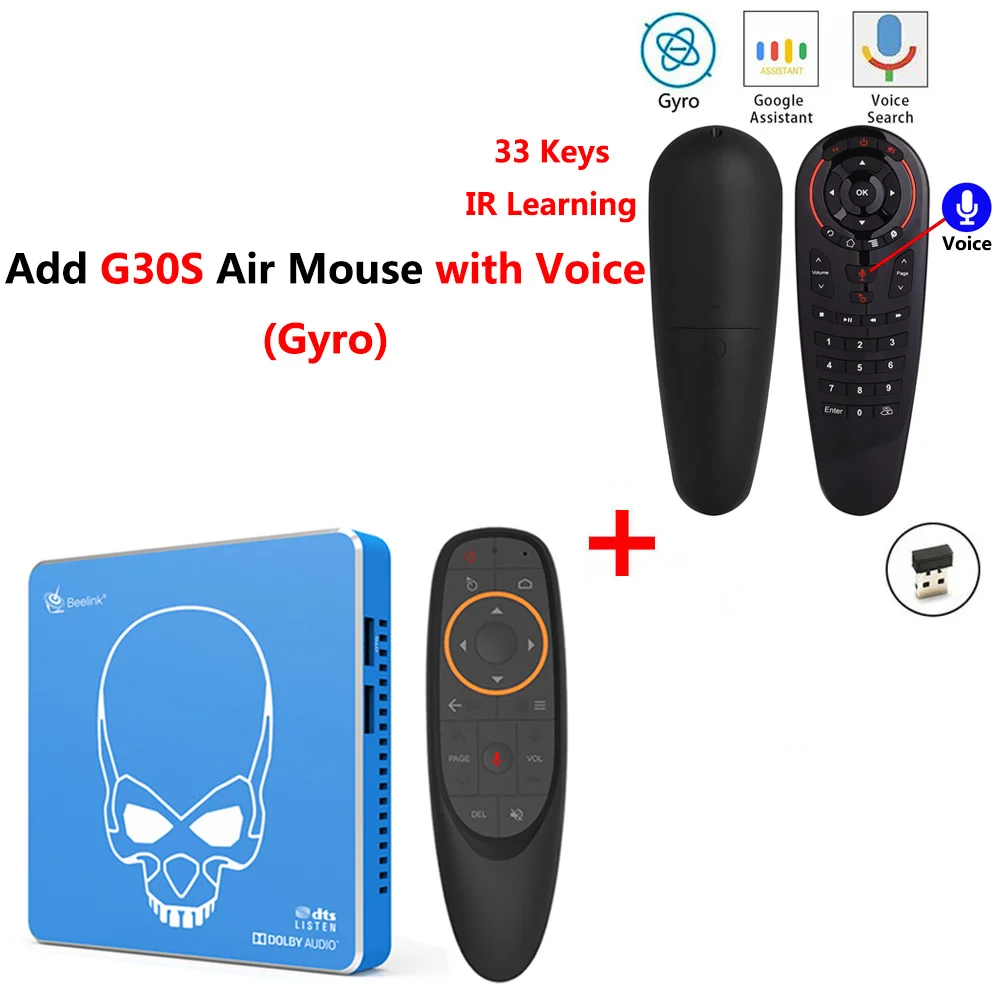 GTKING PRO add G30S Beelink GT-KING PRO Amlogic S922X-H Smart Android 9,0 tv Box 4 Гб DDR4 64 Гб rom Dolby Audio DTS Listen 4K HD Hi-Fi медиаплеер - Цвет: GTKING PRO add G30S