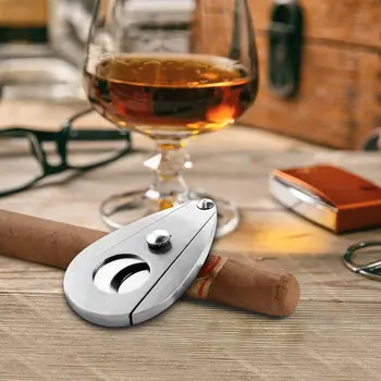 

Linkidea Cigar Cutter, Stainless Steel Cigar Punch Cutter, Cigar Cutter Guillotine - Double Cut Blade (Silver)
