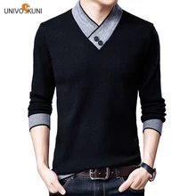UNIVOS KUNI 2019Men's свитер Новое поступление весна и осень сплошной цвет Pllovers лоскутное Бизнес Мода Тонкий 1903