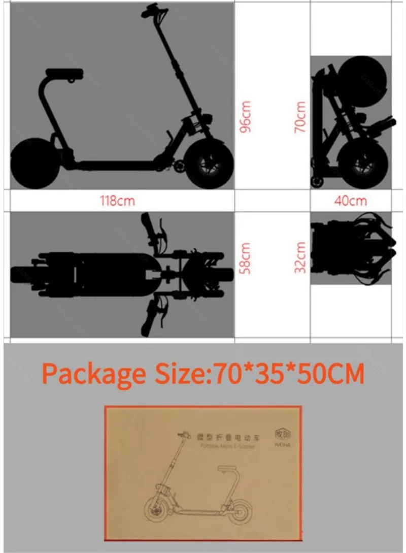 10 Inch Electric Scooters Adults 2 Wheels Electric Bicycles Motorcycle Brushless Motor 350W Electric Bike Foldable WhiteBlack (42)