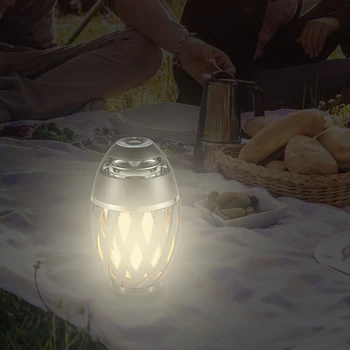 

Wireless LED Lamp Bluetooth Speaker Lights Garden Outdoor Flame Light Black Vintage Cover Bulb Guard Lamp Pendant