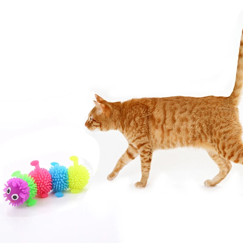 Красочная резиновая забавная игрушка для кошек, насекомое, игрушка для кошек, прыгающая игрушка, щенок, котенок, играющие игрушки, надувные шарики-игрушки для кошек, аксессуары для домашних животных