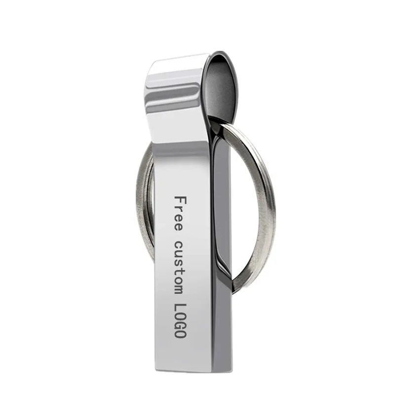 KRY usb flash drive 2.0 64GB 32GB 16GB 8GB 4GB pen USB2.0 drive waterproof portable key metal memory stick storage thumb U disk - Color: Silver