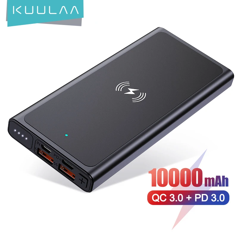 KUULAA 10000mAh Qi Wireless Charger Power Bank External Battery Charging Powerbank For iPhone11 X Samsung huawei Xiaomi | Мобильные