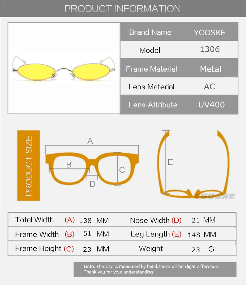 YOOSKE маленькие овальные солнцезащитные очки для женщин и мужчин роскошные круглые солнцезащитные очки ретро металлическая оправа прозрачные красные розовые очки