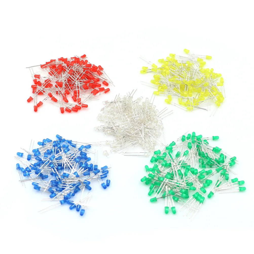 100PC/Lot 3MM Red Green Yellow Blue White LED Light Emitting Diode