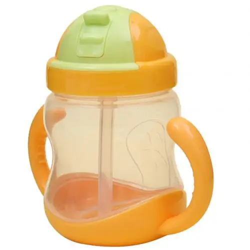 Born Baby Bottle портативная детская питьевая соломинка для бутылки для воды чашка с двойными поставками инструменты для кормления молока 280 мл Новинка - Цвет: Цвет: желтый