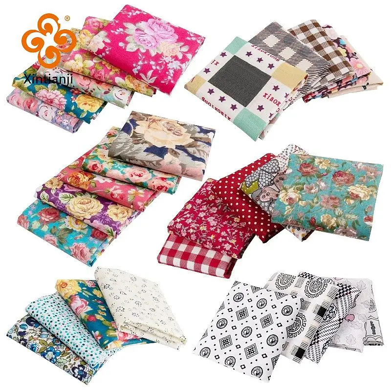 7 Pezzi Tessuto Cotone, Tessuto Cotone Stoffa Patchwork Tessuti a