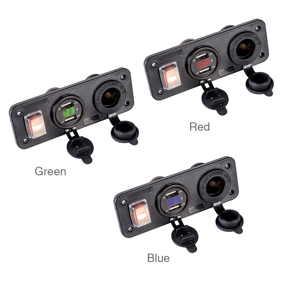 Двойной USB зарядное устройство 4.2A вольтметр 12 в прикуриватель розетка ВКЛ-ВЫКЛ Рокер тумблер панель для автомобиля морской лодки RV грузовик