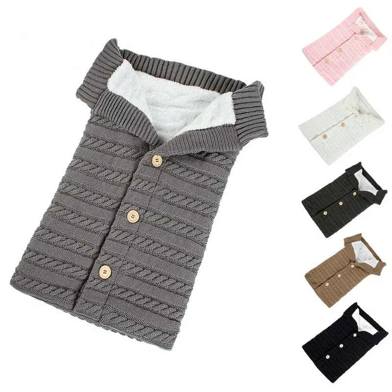 

Baby Stroller Warm Sleeping Bag Foot muff in Autumn Winter Newborn Hood Button Knitting Sleeping Bag stroller sleeping sack