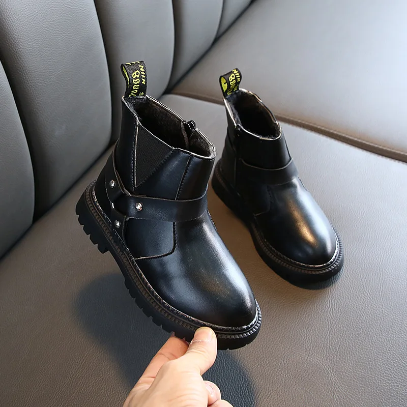 Ainyfu Leather Martin Boys Boots Children Boots Autumn Winter New Comfortable Girls Boots Fashion Kids Non-slip Shoes B371