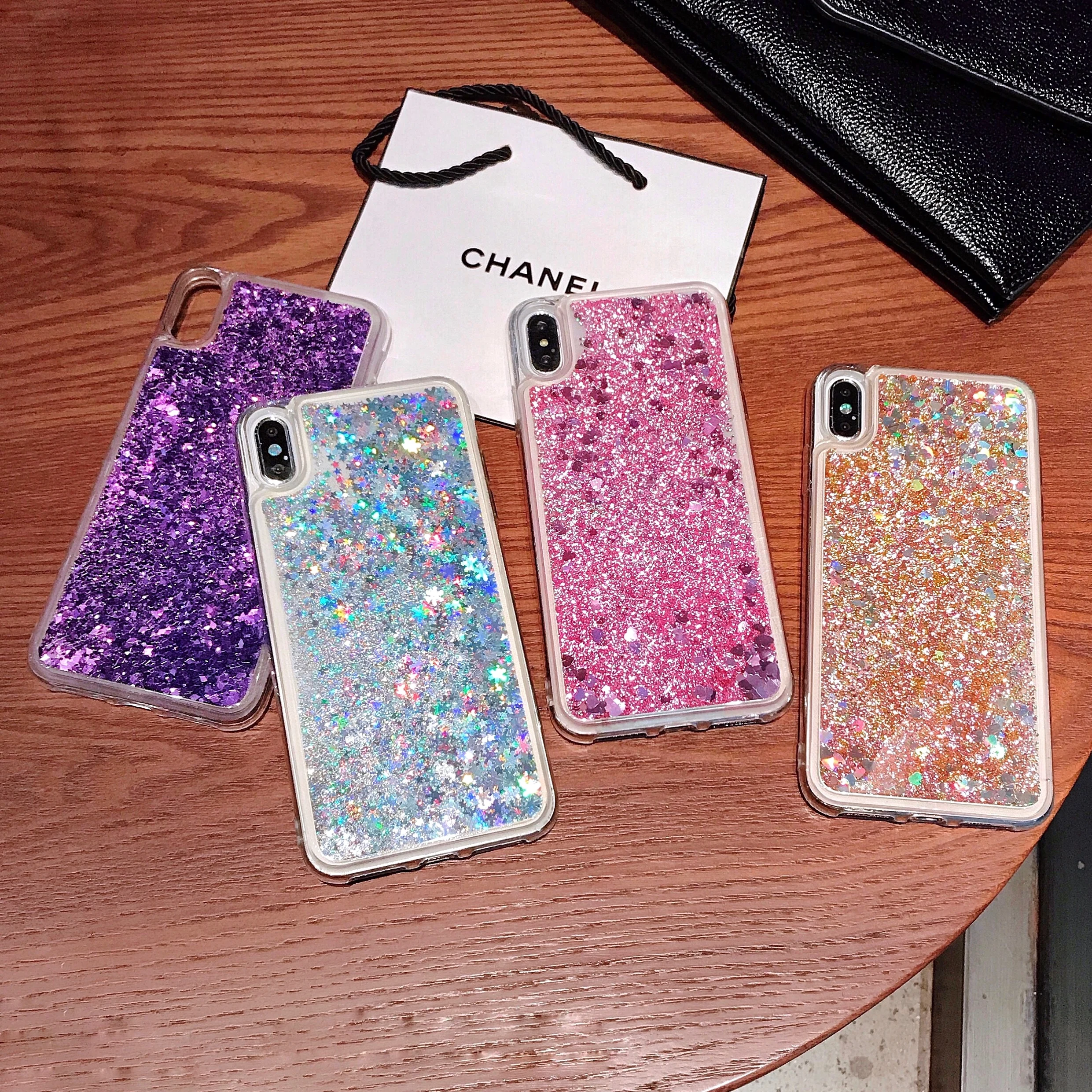 Bling Glitter Liquid Case For iphone XS max XR X Silicone Coque 8 7 6S 6 Plus Touch Dynamic Qicksand Star Cover | Мобильные телефоны