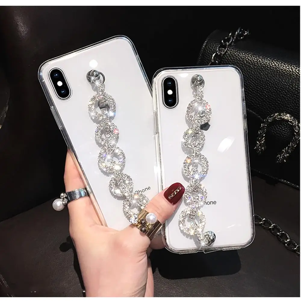 

Glitte3D Diamond Bracelet HD Transparent soft cover for iphone 11Pro MAX XS XR 7 8plus for samsung S8 9 10Lite Note8 9 back case