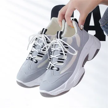 

2020 New Spring Runnning Shoes Women's Sports Shoes Female Thick-soled Sneakers Single Shoes E14-40