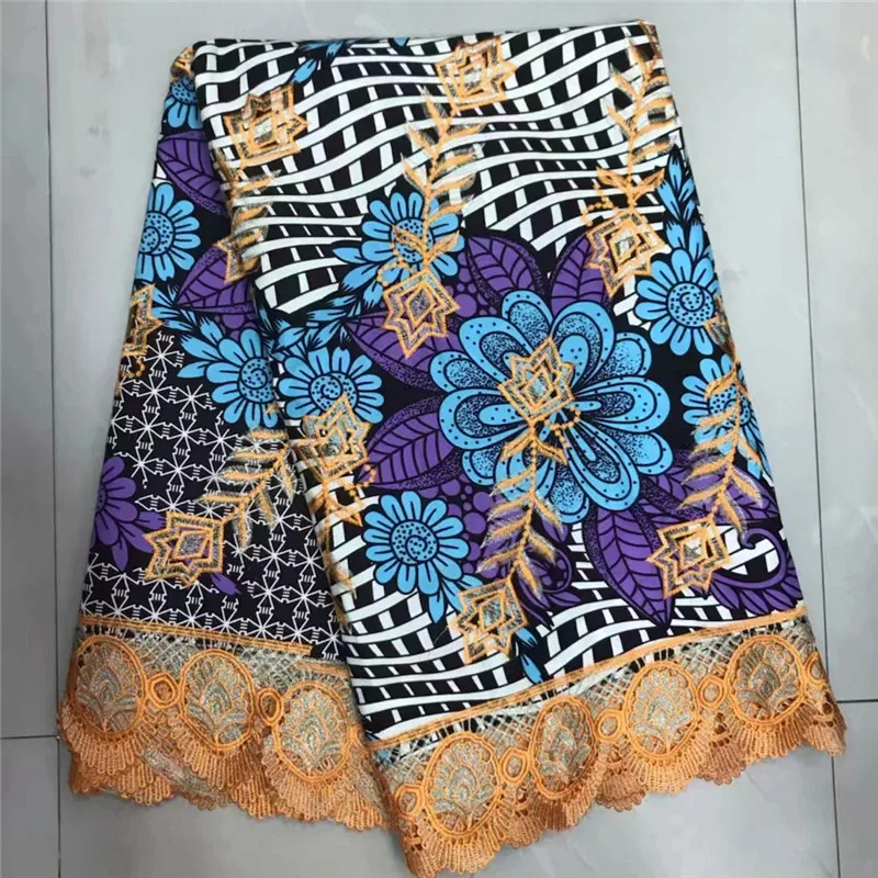 

High quality 100% cotton african lace wax fabric Multicolor Ankara print wax nigerian laces fabrics for sewing party dress!AE58