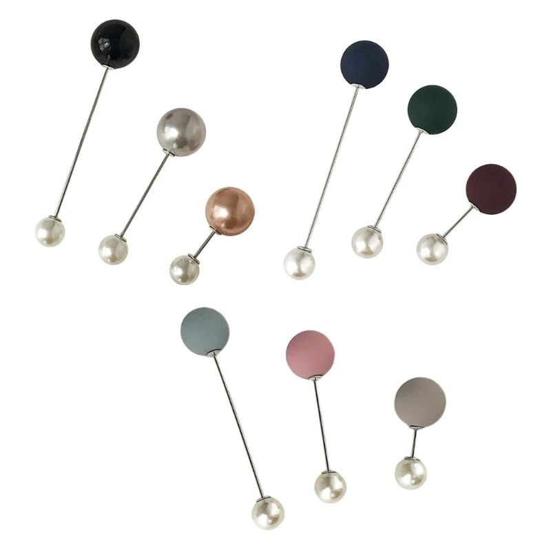 6 PCS Fashion Brooch Safety Pins Bead Safety Pin Wedding Decoration Shawl Collar Shirt Pin Buttons Sweater Brooches for Women Girls Jewelry
