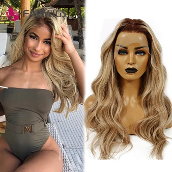 Fabwigs Transparent Lace Wigs Highlight Lemi Color T4/27 613 Lace Front Wigs PrePlucked Blonde Colored Human Hair Wigs Brazilian 1