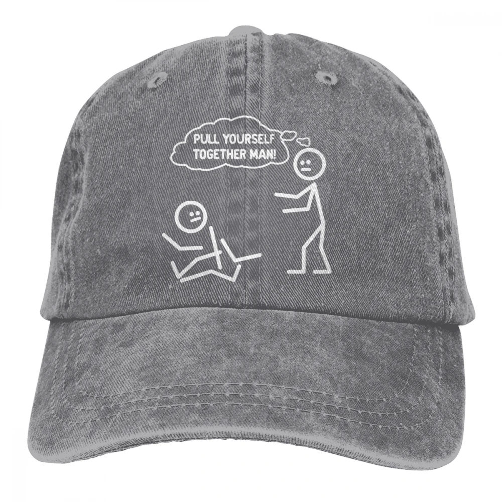 Потяните себя вместе человек Casquette черный унисекс Мужские Женские джинсовые бейсболка с ремешком кепки Регулируемый Гольф папа шляпа