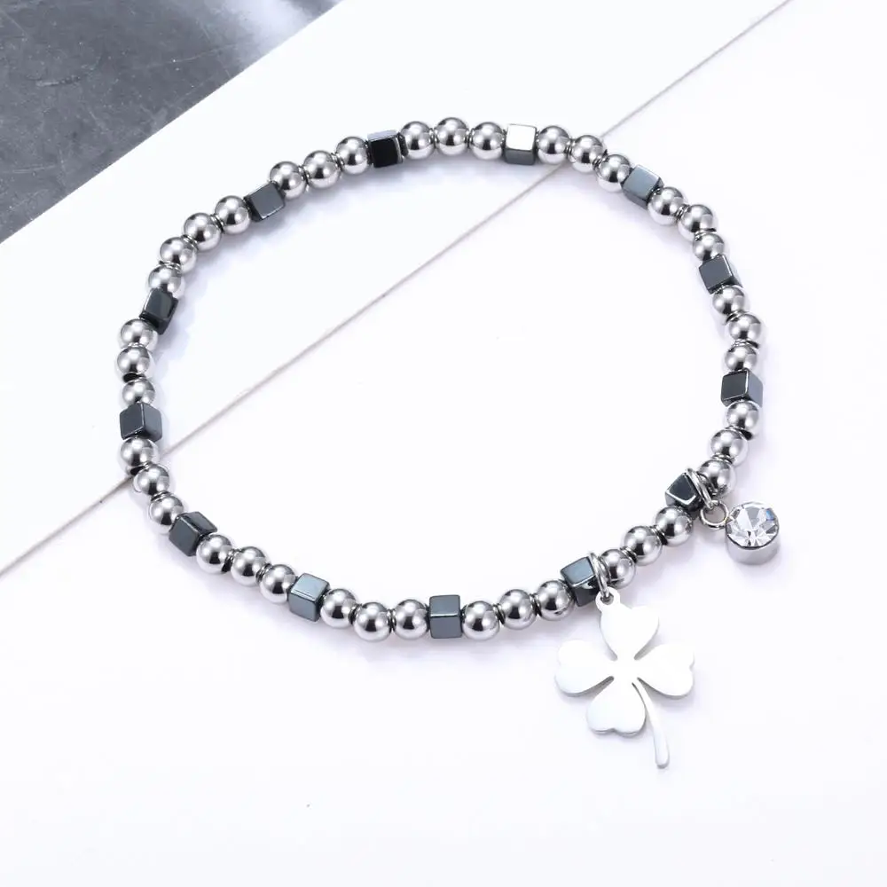 Женский браслет из нержавеющей стали с бусинами и кристаллами|Браслеты шармами| |