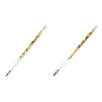 

2Pc Kolinsky Sable Acrylic Nail Brush with Liquid Flow Glitter Nail Art Brush for Nail Art Tools 12 & 14