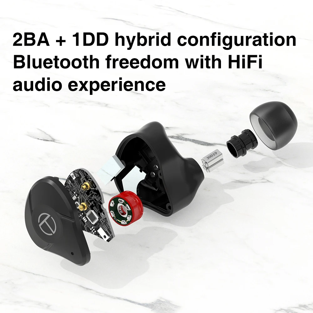 TRN T300 TWS Bluetooth V5.2 1DD+2BA Hybrid Driver Wireless Earphone Volume Control Sport Earbud Waterproof IEM With QCC3046 Chip
