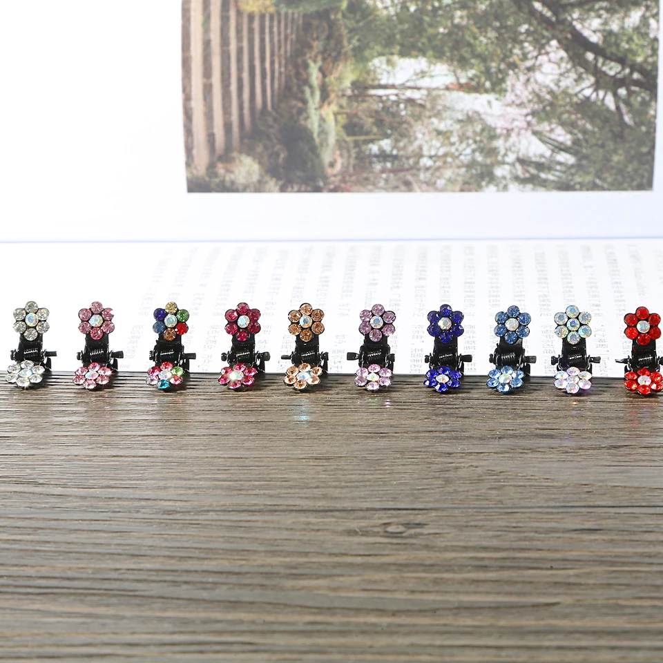 Bobury 12PCS Ragazze Piccoli Fiori Di Cristallo Metallo Artigli - Foto 3