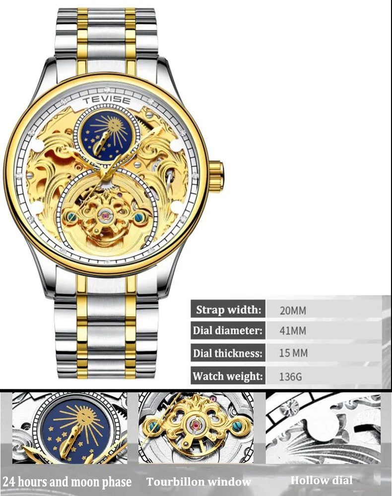 Tourbillon Moon Phase Steampunk Mechanical Mens Watches Top Brand Dress Luxury Wrist Watch erkek kol saati Montre Homme