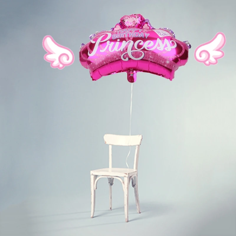 

Pink Crown princess Birthday Party Decoration Supplies Round Foil Balloon