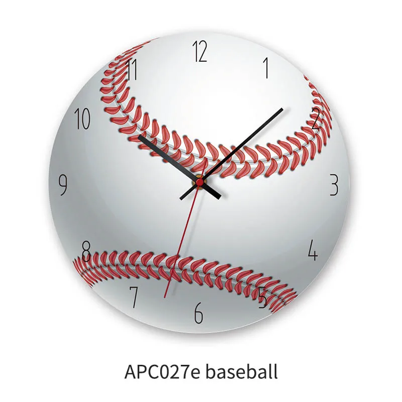 APC027e baseball Шариковая форма Декор для гостиной Акриловые кварцевые часы Бесшумный домашний орнамент в скандинавском стиле 1 шт. настенные часы - Цвет: APC027e baseball