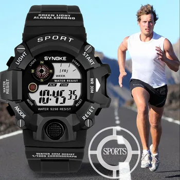 

SYNOKE Men's Sport Watch Vintage Multi Function Military Digital LED Sport Waterproof Wrist Watch Stopwatch Relogio Masculino