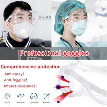 

Safety Glasses Spectacles Eye Protection Safety Goggles Anti-Fog Anti-Scratch Clear Chemical Splash Goggle Eyewear Work Outdoor