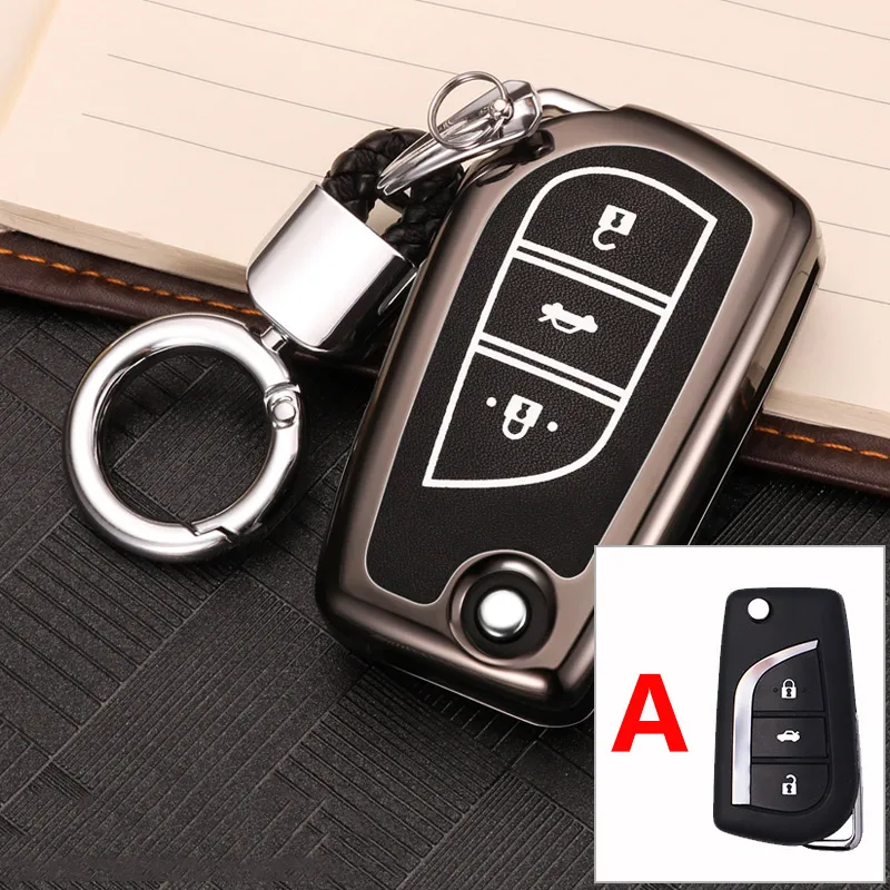 Цинковый сплав автомобильный чехол для дистанционного ключа для Toyota CHR C-HR C HR Camry Corolla RAV4 Land Cruiser Prado Prius аксессуары - Название цвета: A Black