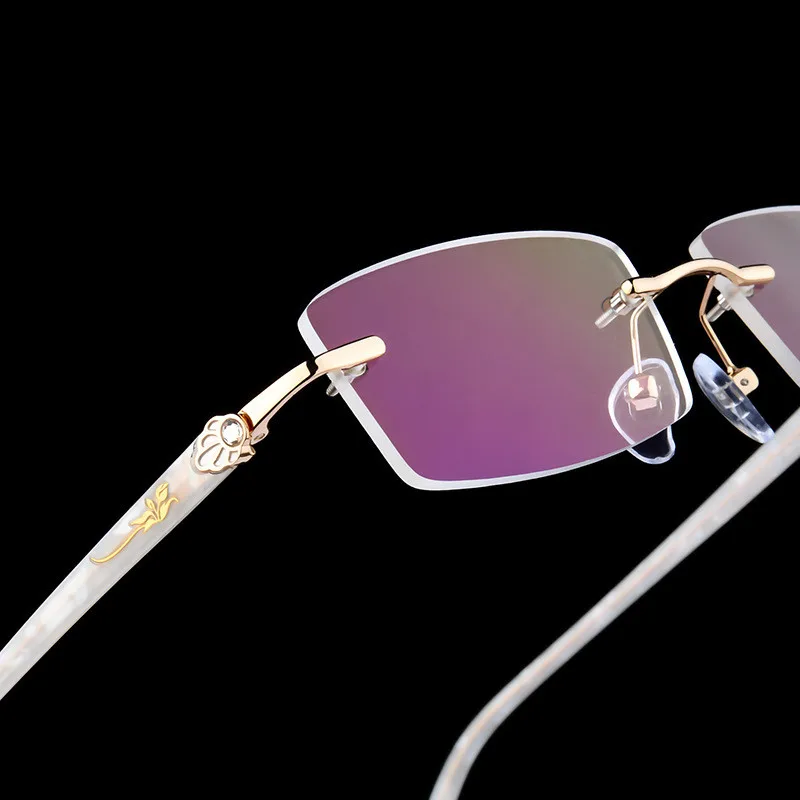 

Exquisite Ultra-light Rimless Elegant Lady Alloy Glasses Reading Glasses Frame Women Diamond Cutting Myopia Prescription Frame