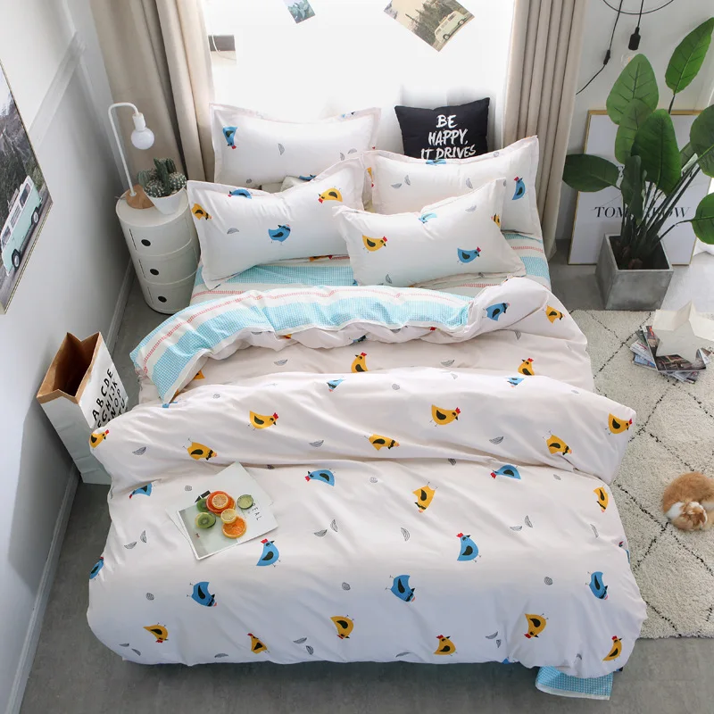 Cartoon Animal Pattern 4pcs Full Sizes Bedding Set Home Textile Bed Duvet Cover with Pillowcases Breathable Warm Soft Bed Sets