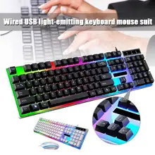 USB Проводная игровая клавиатура мышь набор механического ощущения клавиатура мышь с подсветкой для Macbook lenovo ноутбук ПК Компьютерные мыши геймер