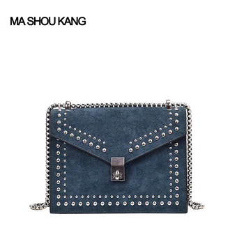 

Luxury Handbags Women Bags Scrub Leather Chain Shoulder Messenger Bag Square Rivet Crossbody Bags For Women Bolsa Feminina