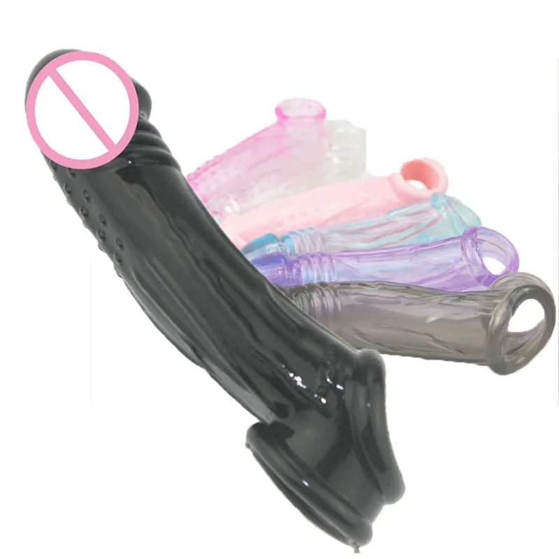 Reusable Delay condom bold Lasting COCK ring Impotence contraceptive Penis extension Sex product men toys extend dildo Sleeve