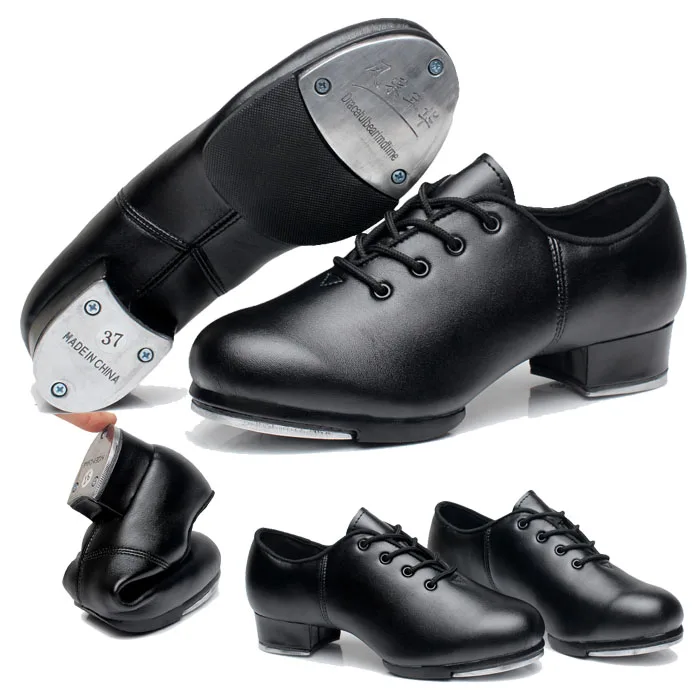 Sports Dance Shoes Adult Children Performance Tap Dance Shoes Soft Sole Natural Leather Shoes Step Sneakers Dance Shoes 4