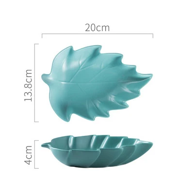 Creative Leaf Shape Ceramic Fruit Plate Salad Steak Dinner Plate Snack Cake Dessert Dishes and Plates Home Decorative Tableware - Цвет: Green