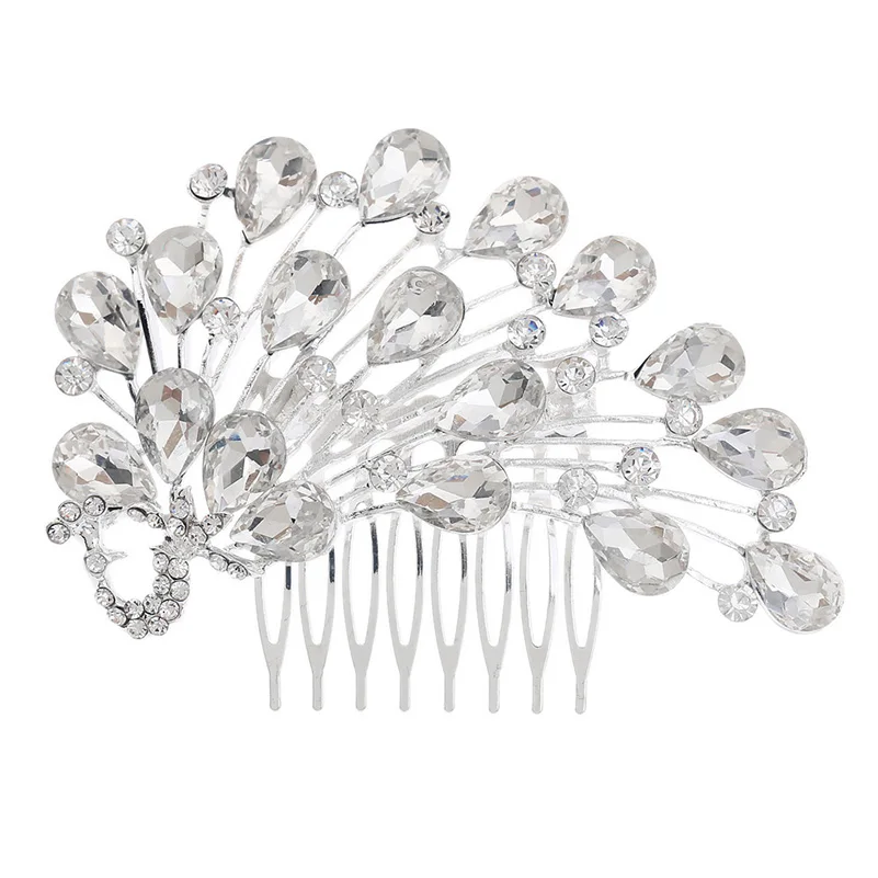 Linglewei New Hair Accessories Bridal peacock hair combs wedding