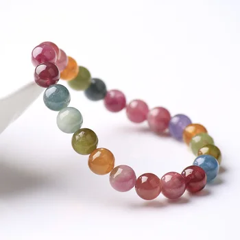

Natural gemstone Brazilian tourmaline bracelet, charm energy lucky stone bead bracelet, color jewelry gifts for men and women