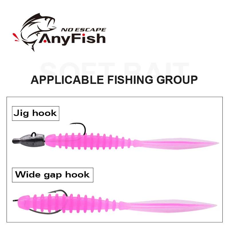 10pcs/bag ANYFISH Fishing Soft Lure PEKE RING 0.5g 2.4 58mm Fishing Soft  Bait Saltwater Light Game Special Fishing Lure 6Colors