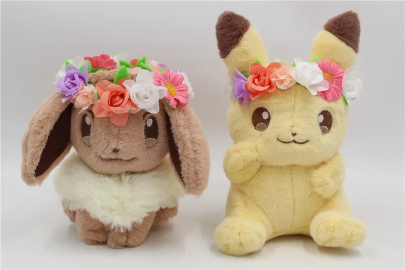 2pcs 2 шт. новая аутентичная японская аниме игра Пикачу и еивуи Пасхальная eeevee плюшевая кукла мягкая игрушка ограниченная плюшевая кукла игрушка - Цвет: 2pcs