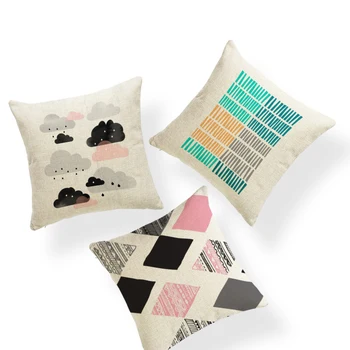 

Fashion Nordic Style Cushion Cover Geometric Marble Texture Stripe Cloud Rain Sofa Decorative Cushion Cover Polyester Linen