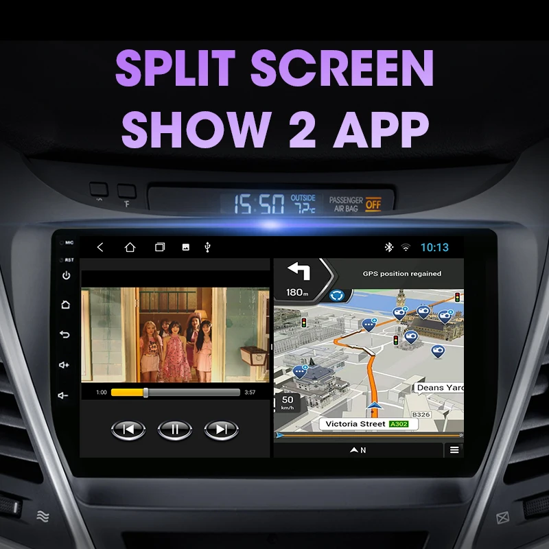 JMCQ 8-Core Carplay Car Radio For Hyundai Elantra 2014-2016 Multimidia Video Player 2 din 4G Wifi Android 9.0 4+64G Split Screen