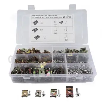 

480pcs Car Accessories Assorted Spire Clips U Nuts Captive Speed Fasteners Flange Self Tapping Screws