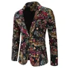 Fashion Men Slim fit Casual Blazers Men Nation Style 3D Flower Printed Long Sleeve Mens Suits Casual Lapel Party Club Tuxedo 1