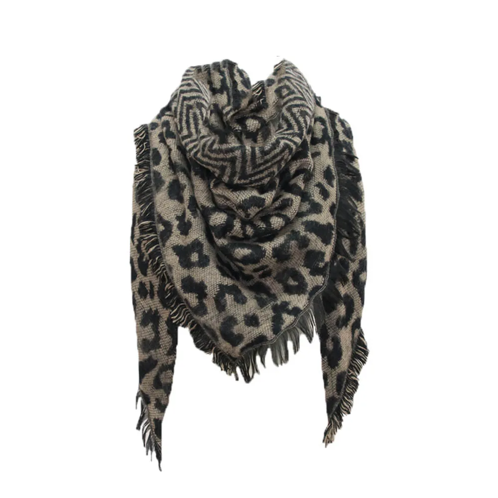 Женский шарф, шифон, Леопардовый принт, палантин, шарфы-пончо, зимний хиджаб, шаль, животный бренд, Роскошный атлас, пончо, накидки, пальто, теплое